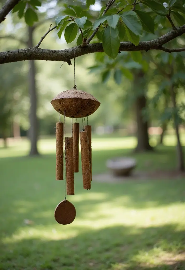28 Handmade Coconut Shell Decor Ideas You Can DIY 38 28 Handmade Coconut Shell Decor Ideas You Can DIY - 18. Coconut Shell Wind Chimes