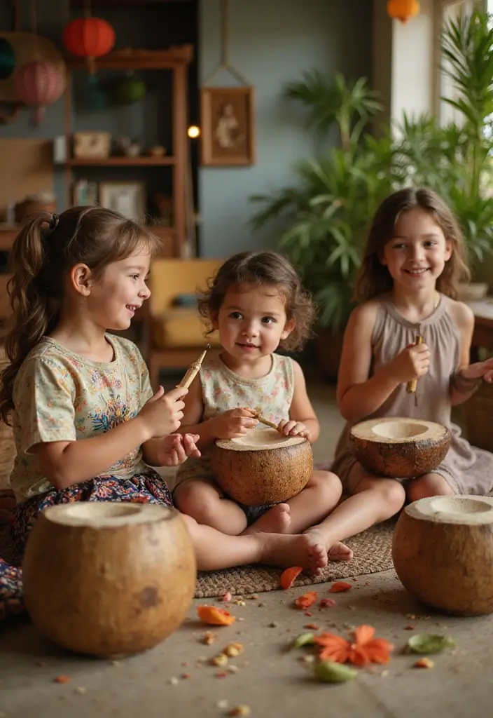 28 Handmade Coconut Shell Decor Ideas You Can DIY 46 28 Handmade Coconut Shell Decor Ideas You Can DIY - 20. Coconut Shell Musical Instruments