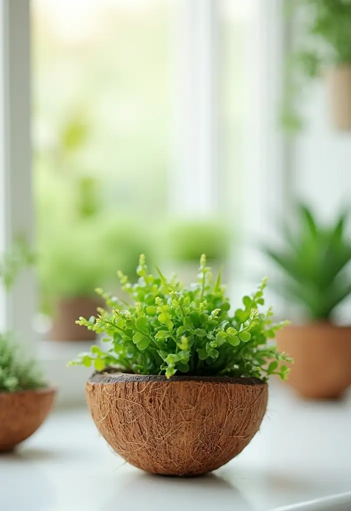 28 Handmade Coconut Shell Decor Ideas You Can DIY 5 28 Handmade Coconut Shell Decor Ideas You Can DIY - 3. Coconut Shell Planters