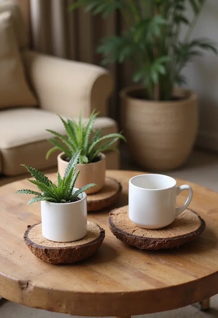 28 Handmade Coconut Shell Decor Ideas You Can DIY 14 28 Handmade Coconut Shell Decor Ideas You Can DIY - 6. Coconut Shell Coasters