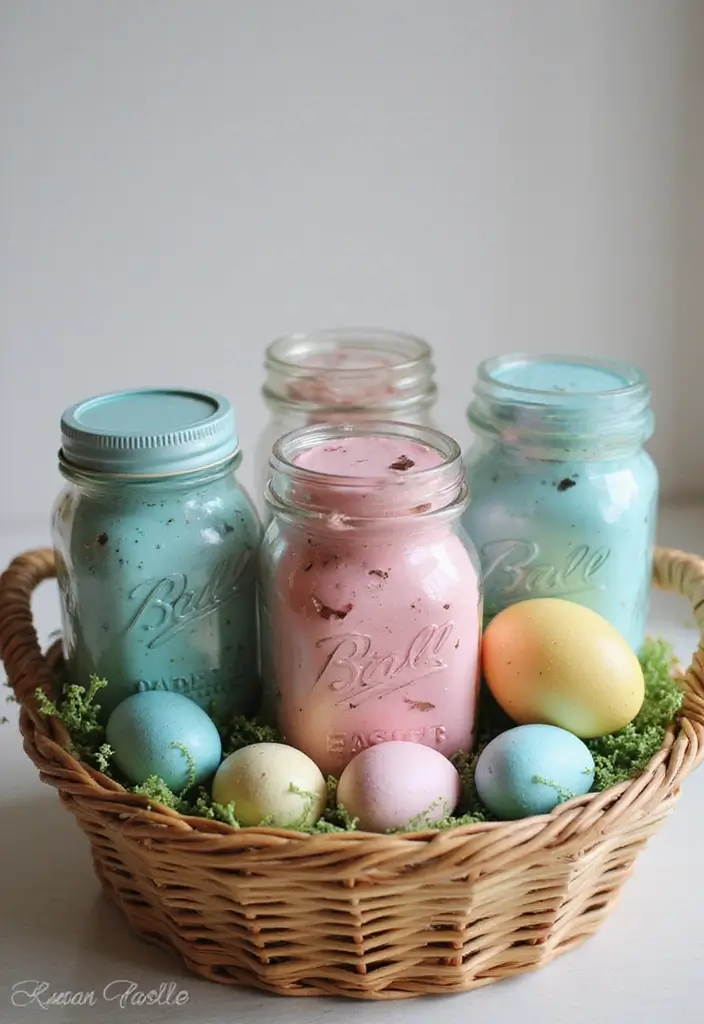 28 Handmade Easter Basket Decor Ideas That Delight 30 28 Handmade Easter Basket Decor Ideas That Delight - 18. Festive Jars as Egg Holders