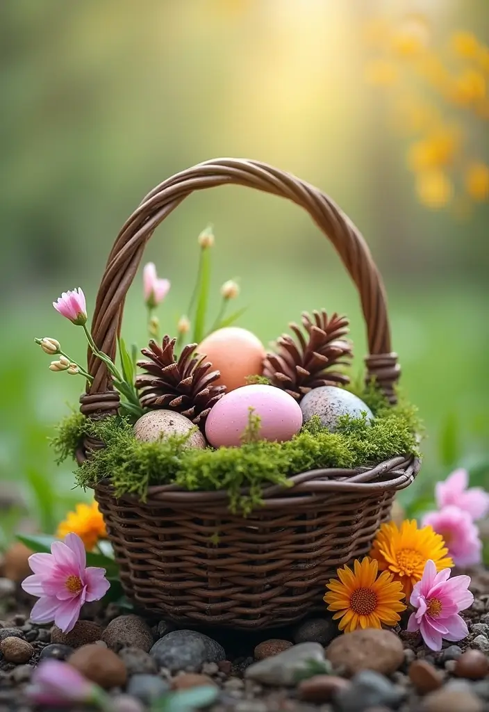 28 Handmade Easter Basket Decor Ideas That Delight 2 28 Handmade Easter Basket Decor Ideas That Delight - 2. Nature-Inspired Accents