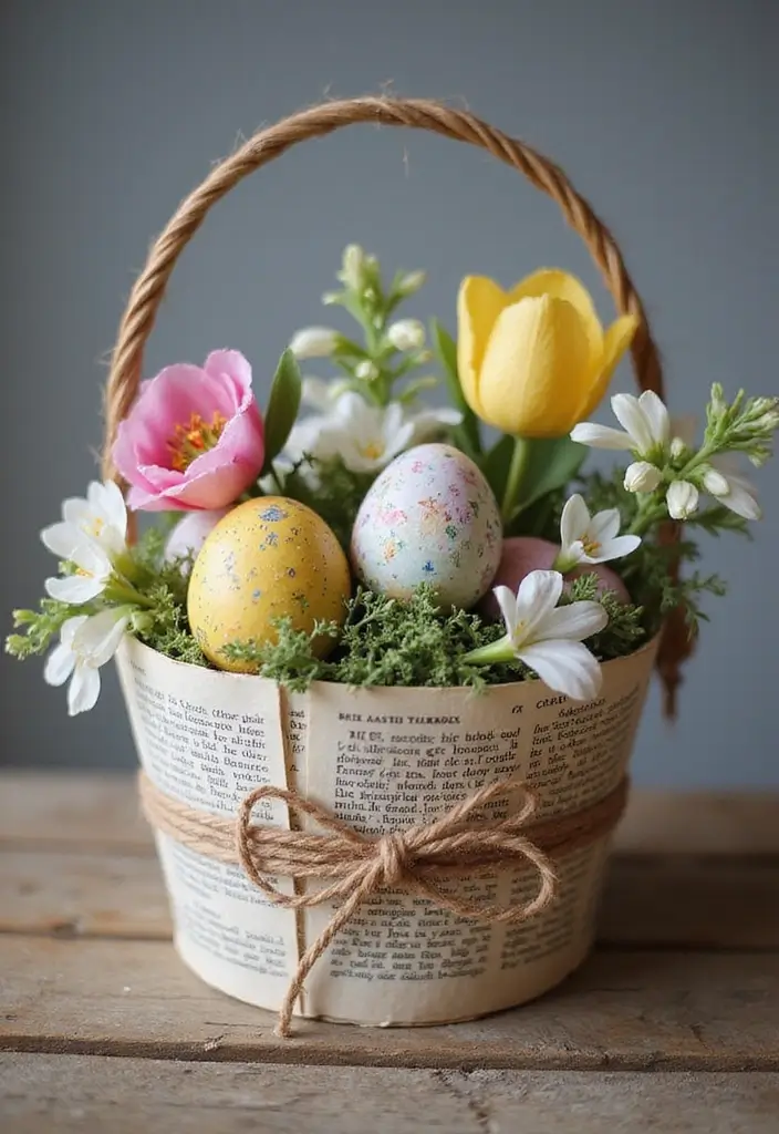 28 Handmade Easter Basket Decor Ideas That Delight 34 28 Handmade Easter Basket Decor Ideas That Delight - 22. Vintage Book Page Wrap