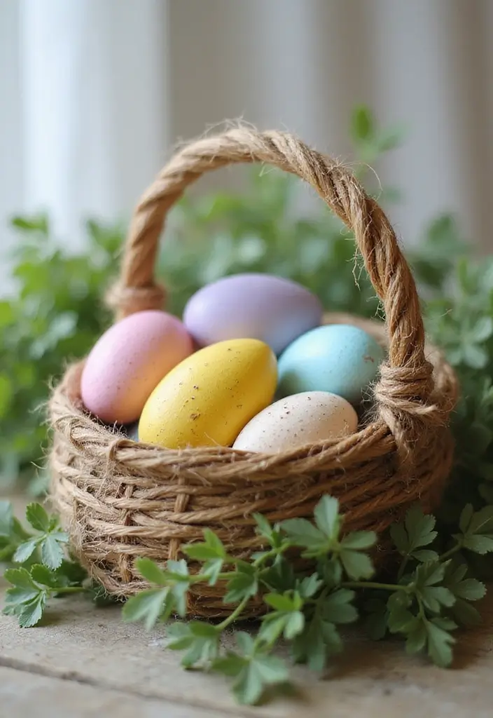 28 Handmade Easter Basket Decor Ideas That Delight 7 28 Handmade Easter Basket Decor Ideas That Delight - 5. Eco-Friendly Twine Wrap