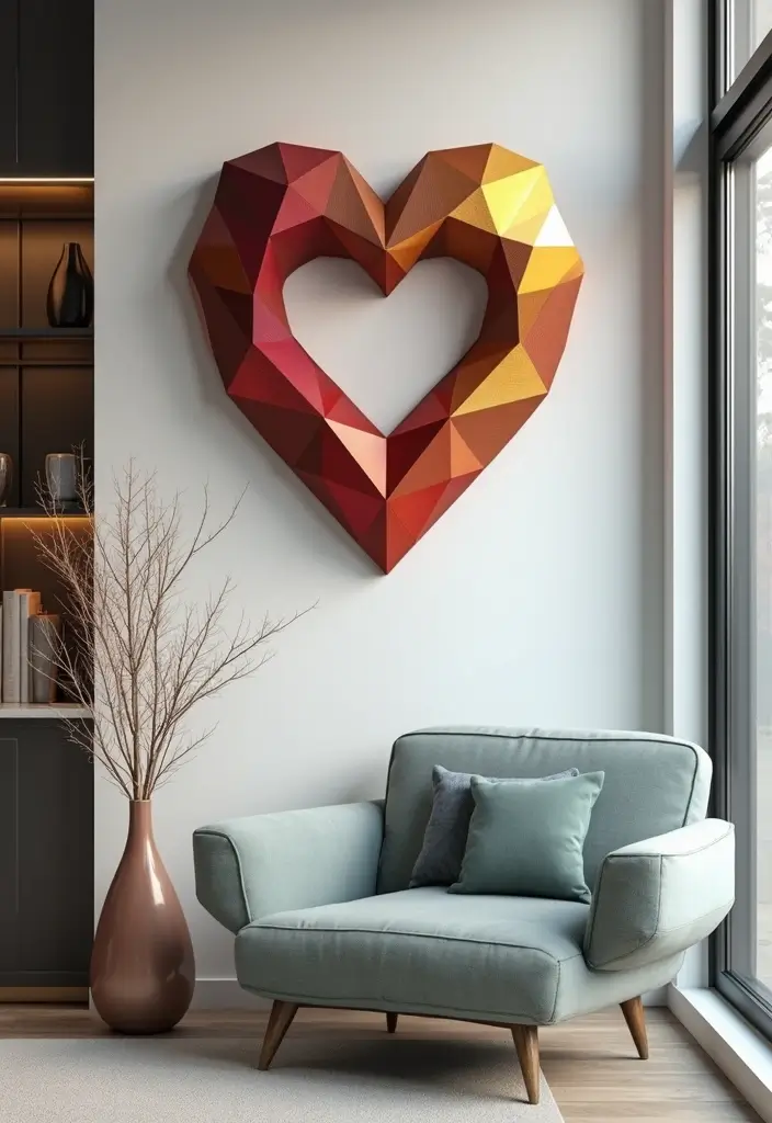 28 Handmade Heart Wreath Decor Ideas For Any Occasion 25 28 Handmade Heart Wreath Decor Ideas For Any Occasion - 11. Modern Geometric Heart Wreath