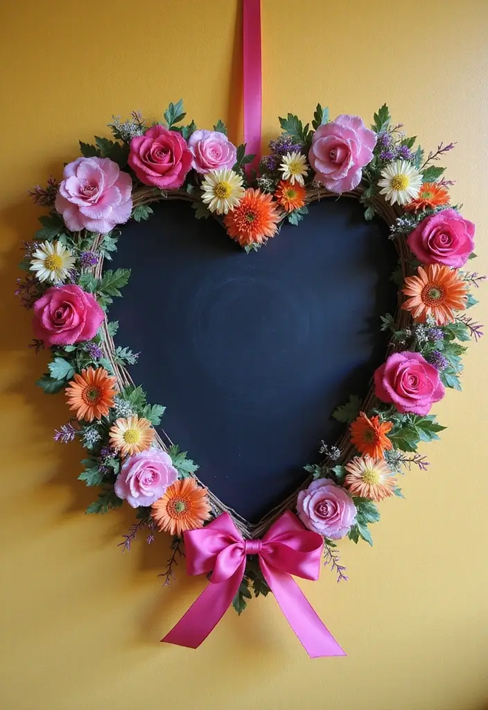 28 Handmade Heart Wreath Decor Ideas For Any Occasion 27 28 Handmade Heart Wreath Decor Ideas For Any Occasion - 13. Chalkboard Heart Wreath