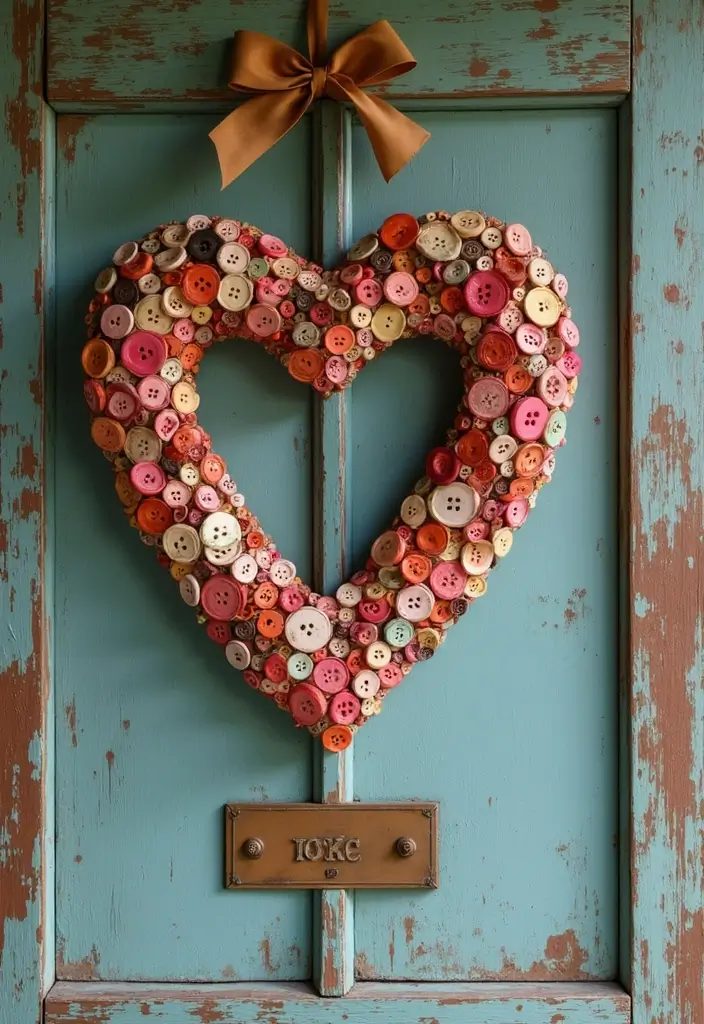 28 Handmade Heart Wreath Decor Ideas For Any Occasion 28 28 Handmade Heart Wreath Decor Ideas For Any Occasion - 14. Vintage Button Heart Wreath