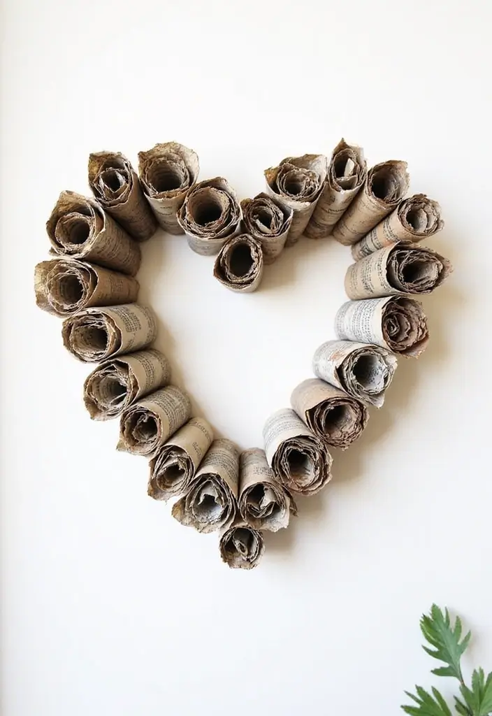 28 Handmade Heart Wreath Decor Ideas For Any Occasion 29 28 Handmade Heart Wreath Decor Ideas For Any Occasion - 15. Newspaper and Magazine Heart Wreath