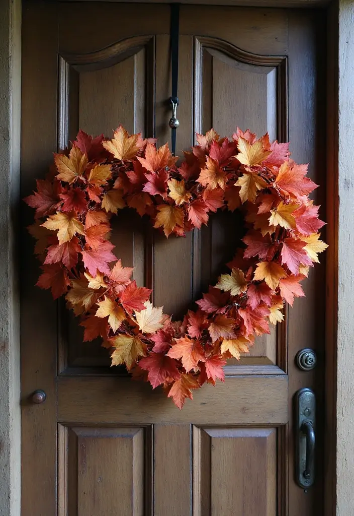 28 Handmade Heart Wreath Decor Ideas For Any Occasion 30 28 Handmade Heart Wreath Decor Ideas For Any Occasion - 16. Seasonal Leaf Heart Wreath