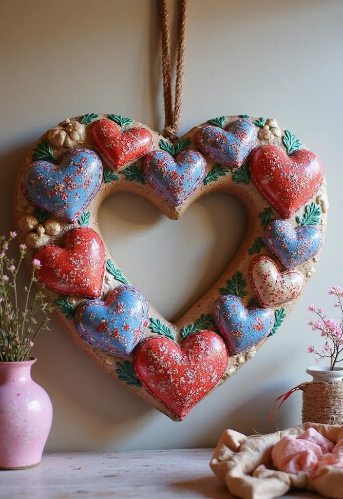 28 Handmade Heart Wreath Decor Ideas For Any Occasion 31 28 Handmade Heart Wreath Decor Ideas For Any Occasion - 17. Hand-painted Heart Wreath
