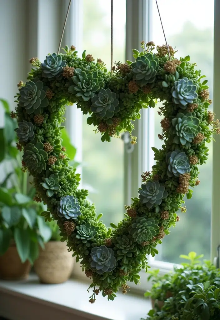 28 Handmade Heart Wreath Decor Ideas For Any Occasion 34 28 Handmade Heart Wreath Decor Ideas For Any Occasion - 20. Succulent Heart Wreath