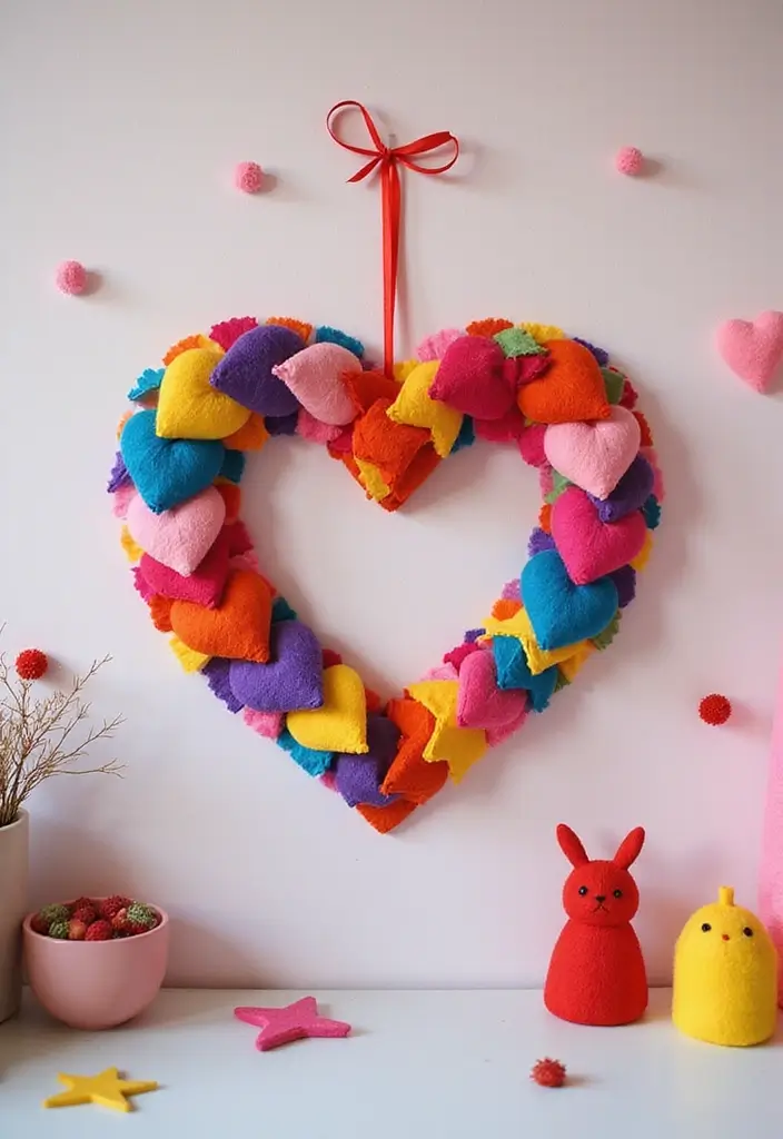28 Handmade Heart Wreath Decor Ideas For Any Occasion 36 28 Handmade Heart Wreath Decor Ideas For Any Occasion - 22. Felt Heart Wreath