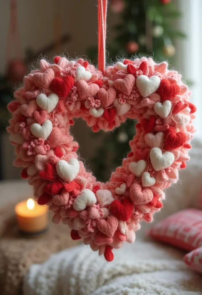 28 Handmade Heart Wreath Decor Ideas For Any Occasion 38 28 Handmade Heart Wreath Decor Ideas For Any Occasion - 24. Textile Heart Wreath