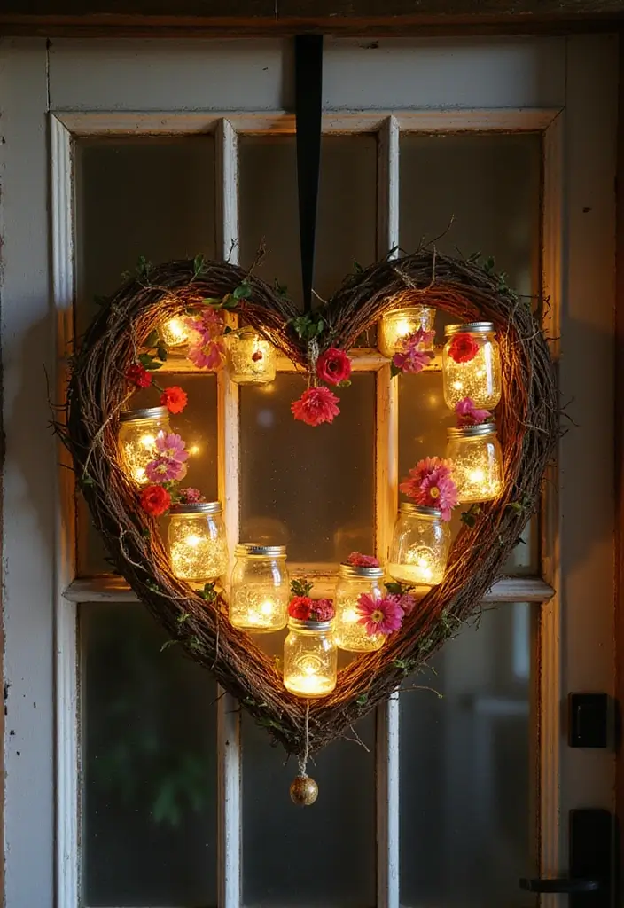 28 Handmade Heart Wreath Decor Ideas For Any Occasion 40 28 Handmade Heart Wreath Decor Ideas For Any Occasion - 26. Mason Jar Heart Wreath