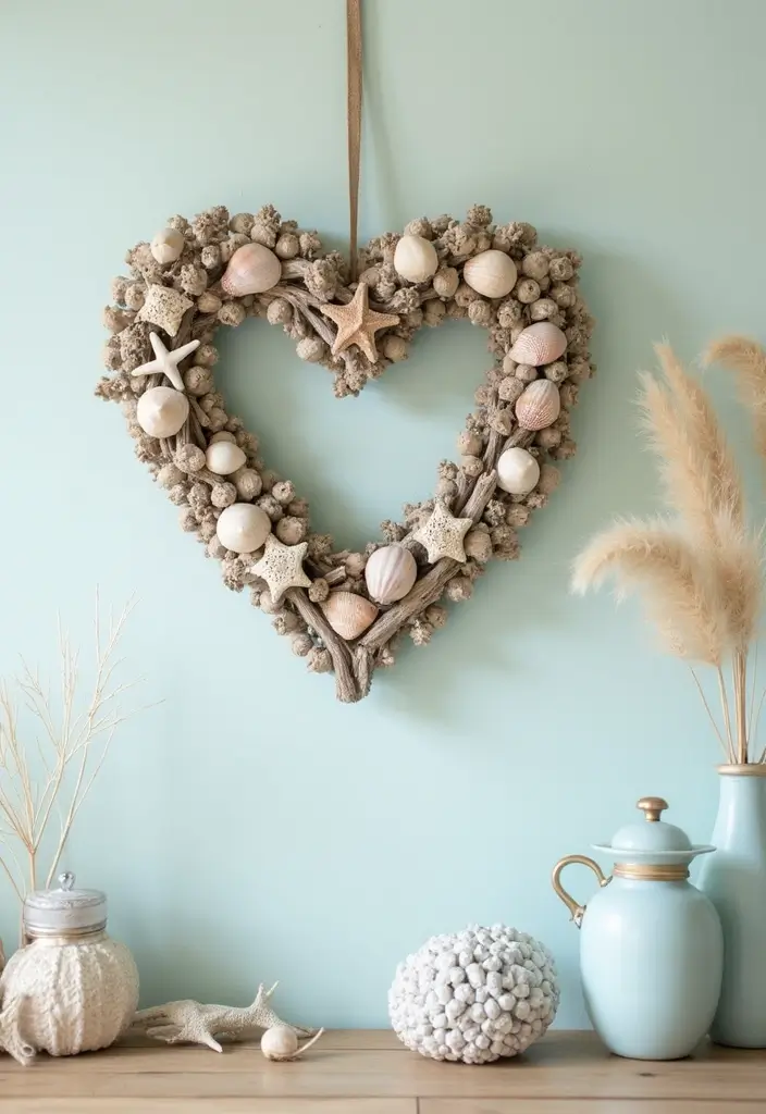 28 Handmade Heart Wreath Decor Ideas For Any Occasion 5 28 Handmade Heart Wreath Decor Ideas For Any Occasion - 5. Beachy Seashell Heart Wreath