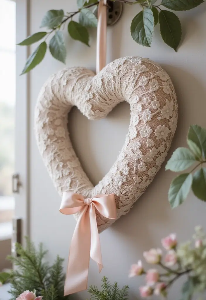 28 Handmade Heart Wreath Decor Ideas For Any Occasion 8 28 Handmade Heart Wreath Decor Ideas For Any Occasion - 6. Elegant Lace Heart Wreath