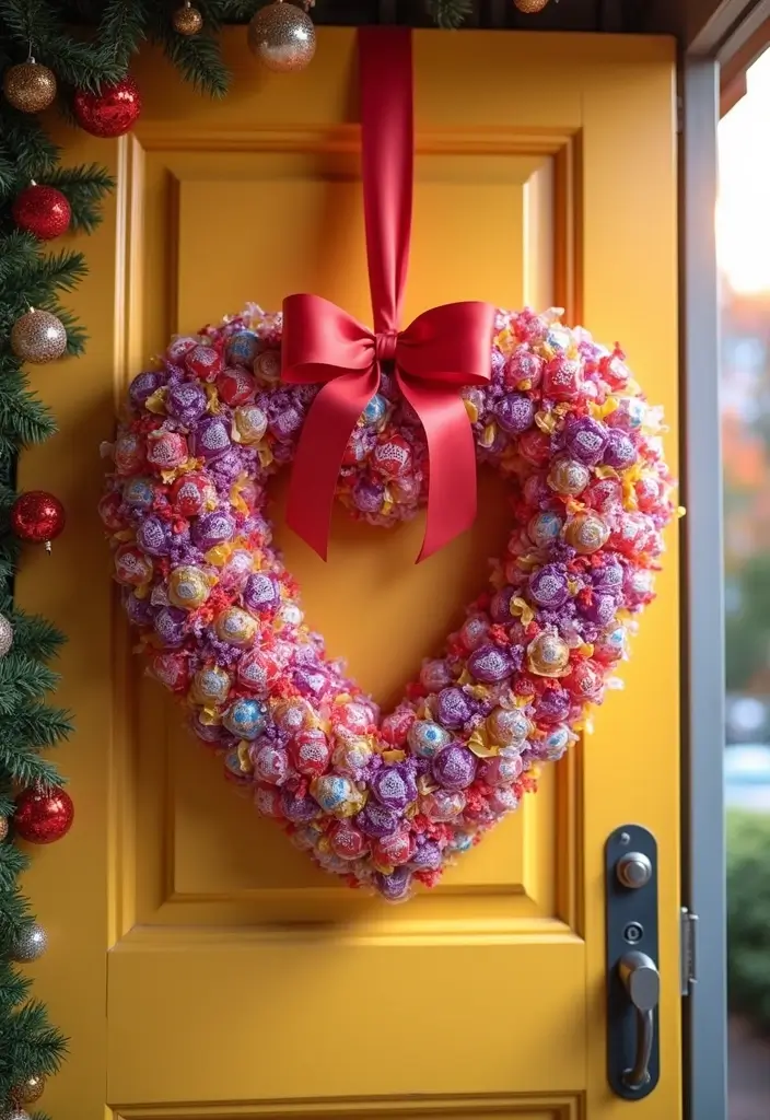 28 Handmade Heart Wreath Decor Ideas For Any Occasion 19 28 Handmade Heart Wreath Decor Ideas For Any Occasion - 9. Sweetheart Candy Wreath