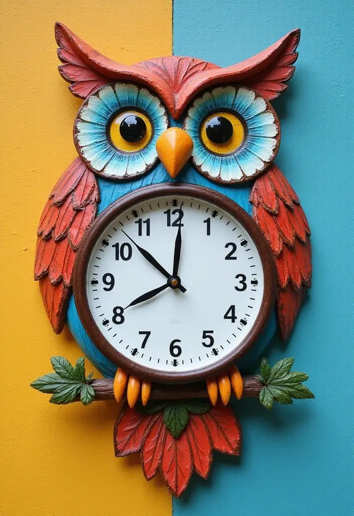 28 Handmade Owl Decor Ideas For Whimsical Homes 36 28 Handmade Owl Decor Ideas For Whimsical Homes - 18. Owl-Themed Wall Clocks