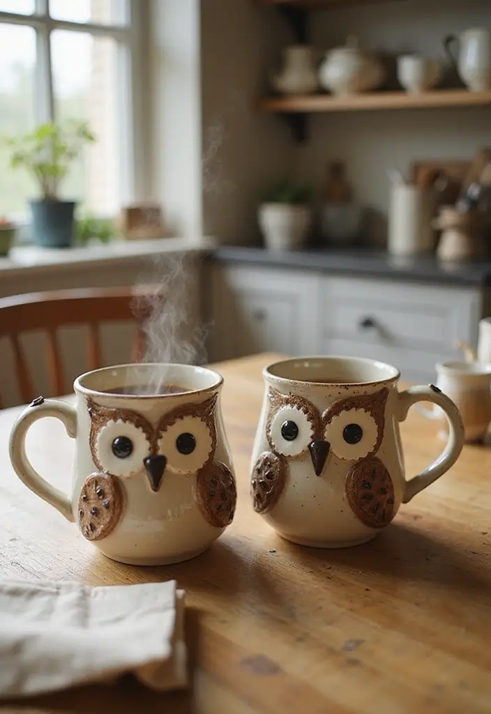 28 Handmade Owl Decor Ideas For Whimsical Homes 37 28 Handmade Owl Decor Ideas For Whimsical Homes - 19. Artistic Owl Mugs
