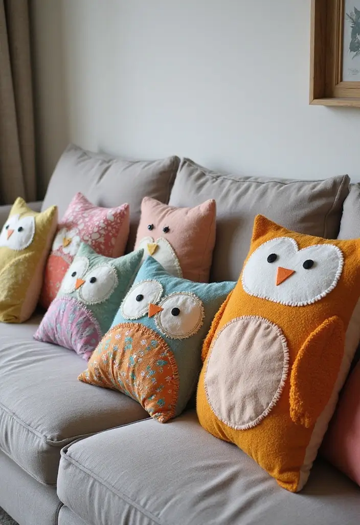 28 Handmade Owl Decor Ideas For Whimsical Homes 2 28 Handmade Owl Decor Ideas For Whimsical Homes - 2. Cozy Owl Pillows