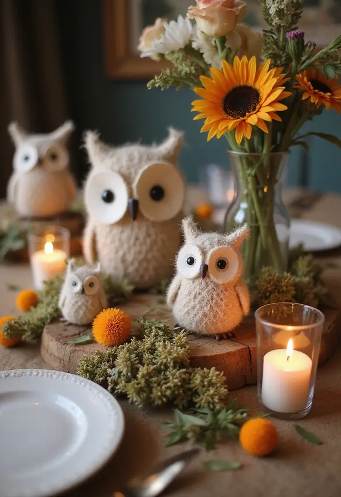28 Handmade Owl Decor Ideas For Whimsical Homes 9 28 Handmade Owl Decor Ideas For Whimsical Homes - 3. Owl-Themed Table Centerpieces