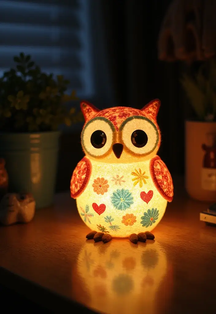 28 Handmade Owl Decor Ideas For Whimsical Homes 11 28 Handmade Owl Decor Ideas For Whimsical Homes - 5. Funky Owl Night Lights