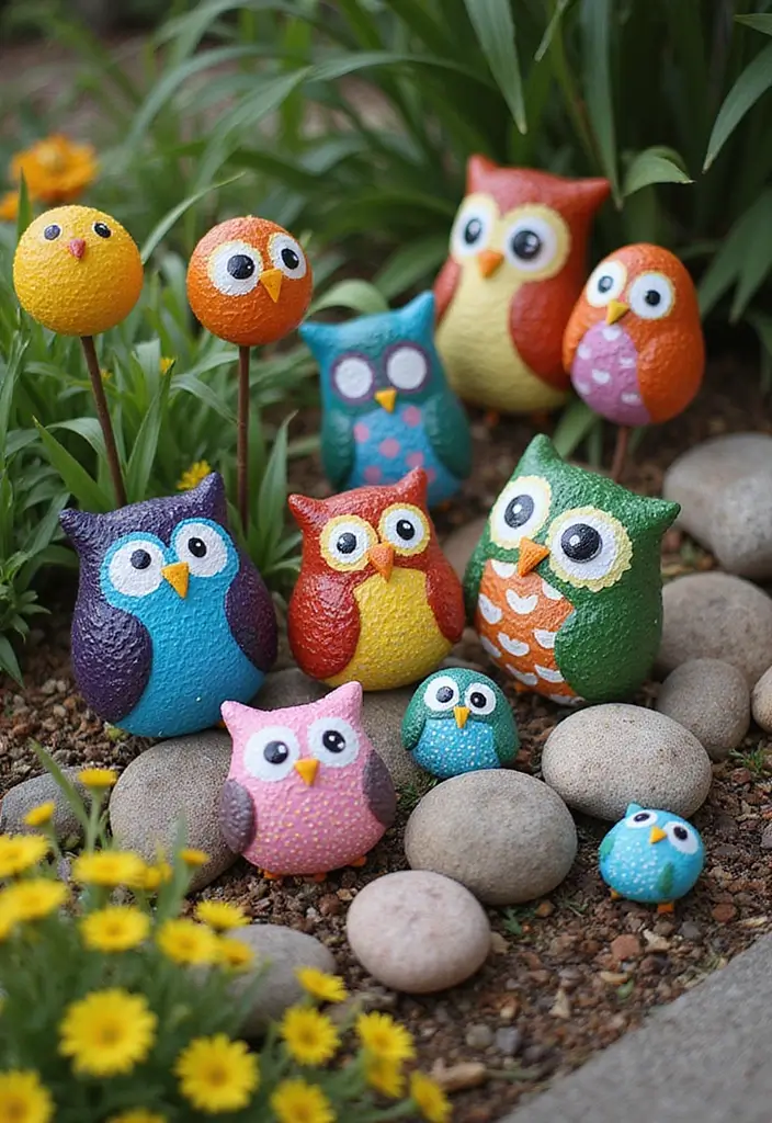 28 Handmade Owl Decor Ideas For Whimsical Homes 12 28 Handmade Owl Decor Ideas For Whimsical Homes - 6. Playful Owl Garden Decor