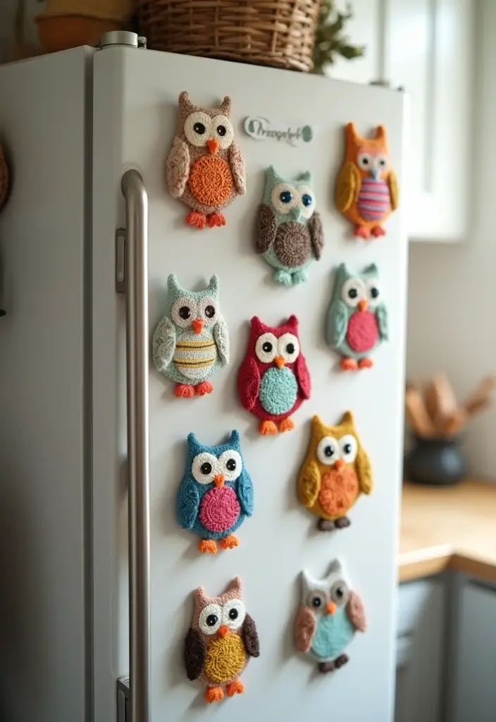 28 Handmade Owl Decor Ideas For Whimsical Homes 21 28 Handmade Owl Decor Ideas For Whimsical Homes - 9. Handmade Owl Magnets
