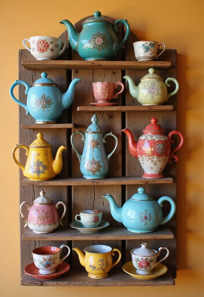 28 Handmade Teapot Decor Ideas With Vintage Flair 1 28 Handmade Teapot Decor Ideas With Vintage Flair - 1. Vintage Teapot Wall Art