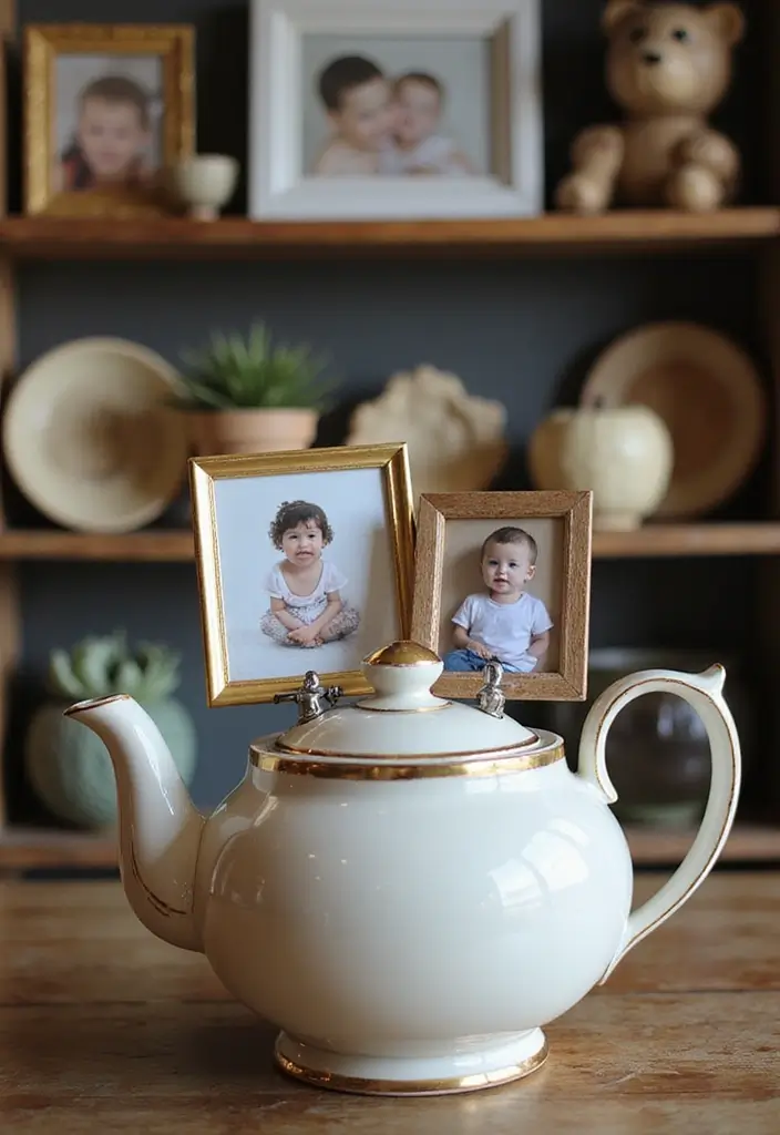 28 Handmade Teapot Decor Ideas With Vintage Flair 19 28 Handmade Teapot Decor Ideas With Vintage Flair - 11. Teapot Photo Holders