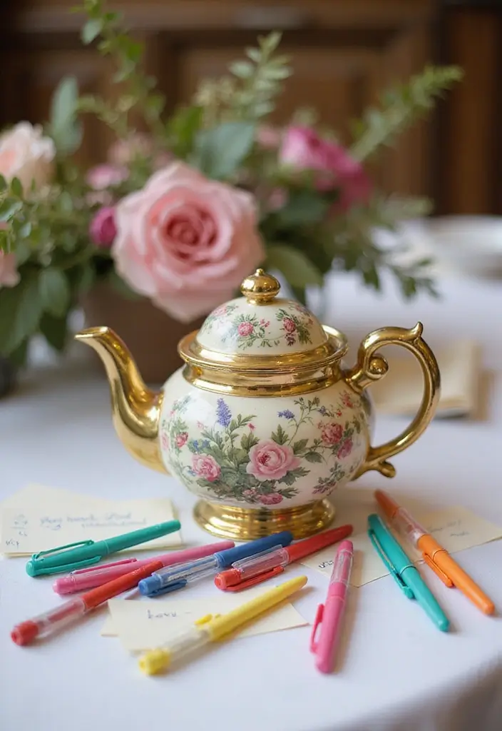 28 Handmade Teapot Decor Ideas With Vintage Flair 38 28 Handmade Teapot Decor Ideas With Vintage Flair - 18. Teapot-Themed Guestbook