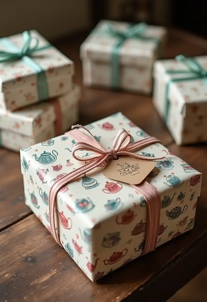 28 Handmade Teapot Decor Ideas With Vintage Flair 59 28 Handmade Teapot Decor Ideas With Vintage Flair - 25. Teapot-Themed Gift Wrap