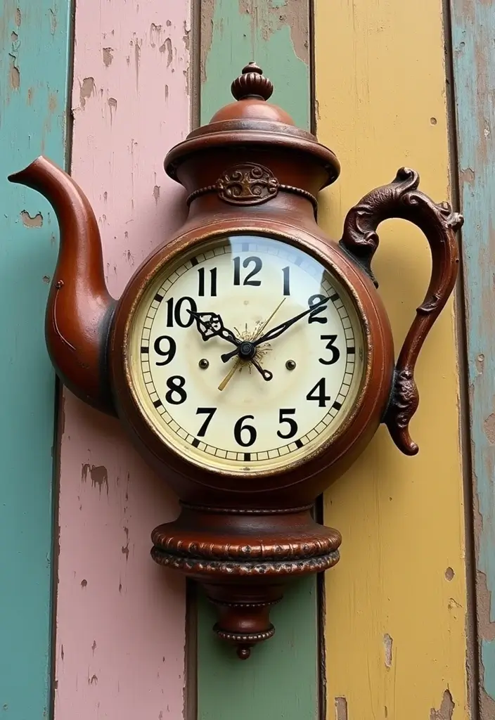 28 Handmade Teapot Decor Ideas With Vintage Flair 60 28 Handmade Teapot Decor Ideas With Vintage Flair - 26. Teapot Wall Clocks