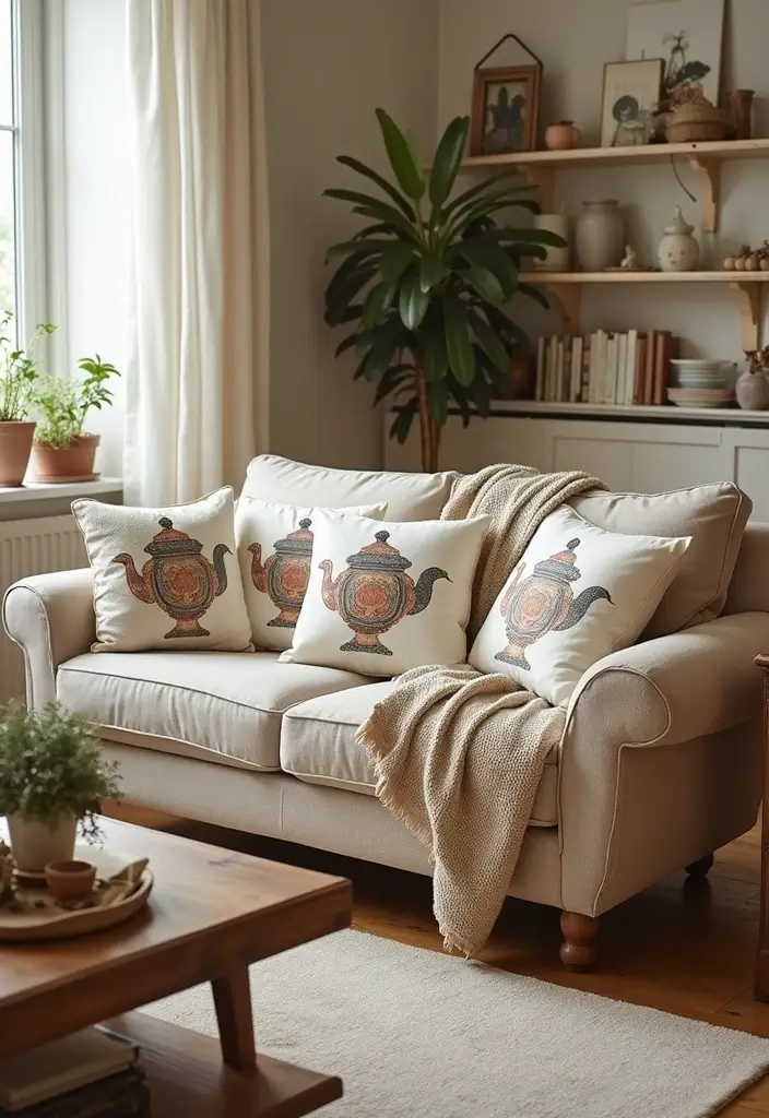 28 Handmade Teapot Decor Ideas With Vintage Flair 61 28 Handmade Teapot Decor Ideas With Vintage Flair - 27. Teapot Cushion Covers