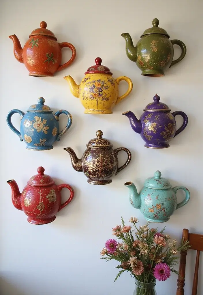 28 Handmade Teapot Decor Ideas With Vintage Flair 62 28 Handmade Teapot Decor Ideas With Vintage Flair - 28. Teapot-Inspired Wall Hangings