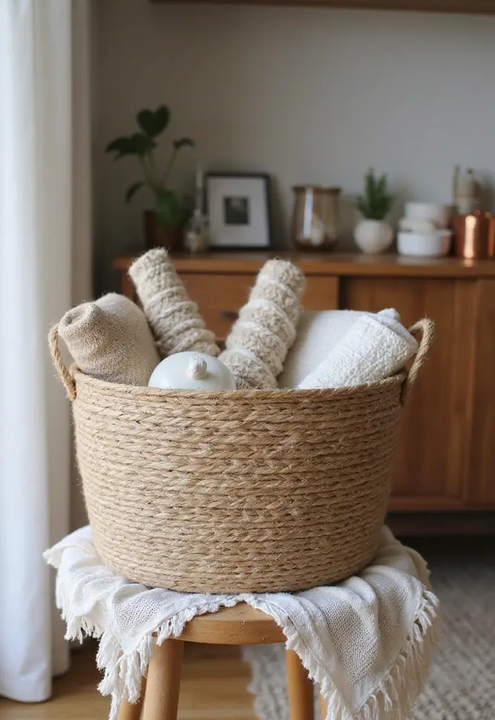 28 Room Handmade Decor Craft Ideas You’ll Love 53 28 Room Handmade Decor Craft Ideas You’ll Love - 15. Twine-Wrapped Storage Baskets