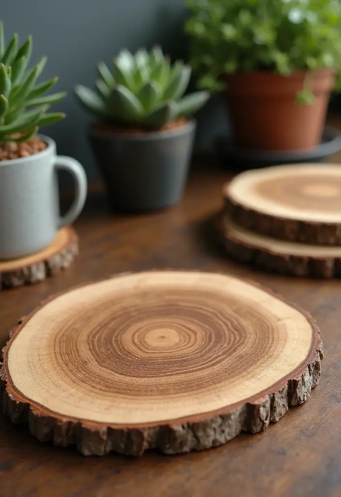 28 Room Handmade Decor Craft Ideas You’ll Love 17 28 Room Handmade Decor Craft Ideas You’ll Love - 5. Natural Wood Slice Coasters