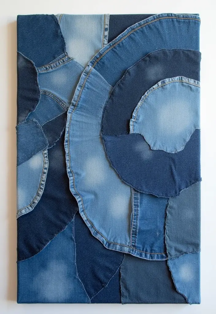 28 Room Handmade Decor Craft Ideas You’ll Love 27 28 Room Handmade Decor Craft Ideas You’ll Love - 9. Upcycled Denim Wall Decor