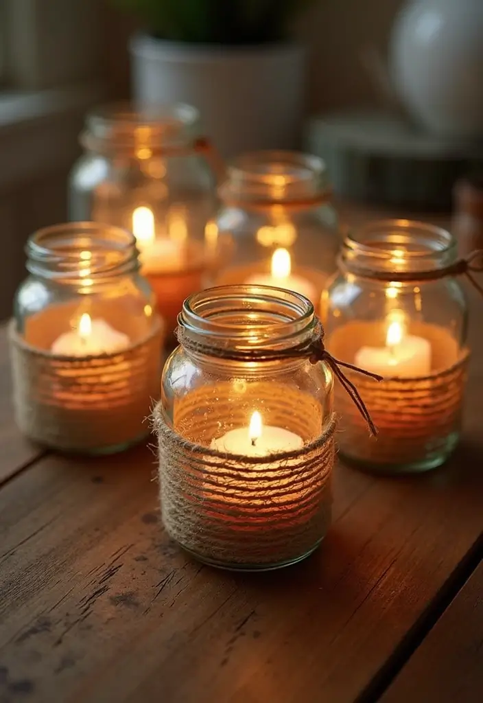 29 Beautiful Home Decor Handmade Ideas For Every Room 18 29 Beautiful Home Decor Handmade Ideas For Every Room - 6. Recycled Glass Jars as Candle Holders