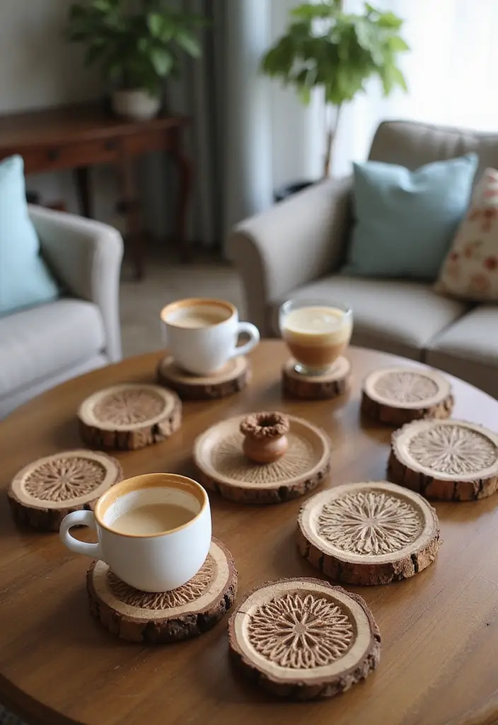 29 Beautiful Home Decor Handmade Ideas For Every Room 21 29 Beautiful Home Decor Handmade Ideas For Every Room - 9. Handcrafted Wooden Coasters