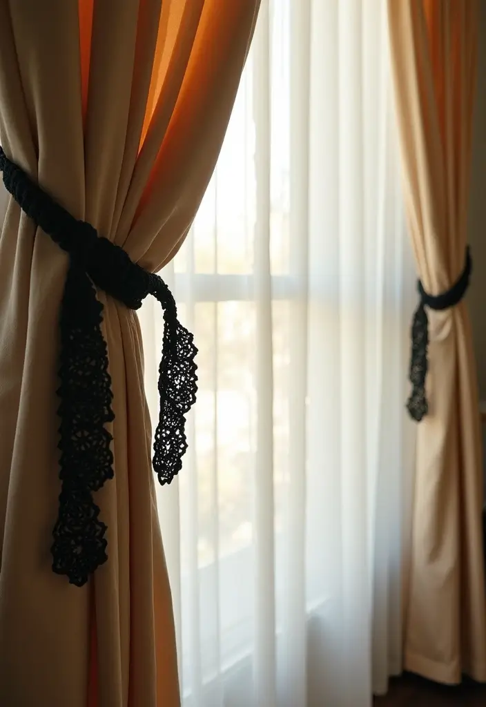 29 Handmade Black Crochet Decor Projects For Home Styling 22 29 Handmade Black Crochet Decor Projects For Home Styling - 12. Crochet Curtain Tiebacks