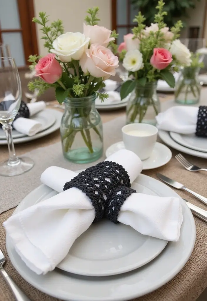 29 Handmade Black Crochet Decor Projects For Home Styling 24 29 Handmade Black Crochet Decor Projects For Home Styling - 14. Crochet Napkin Rings