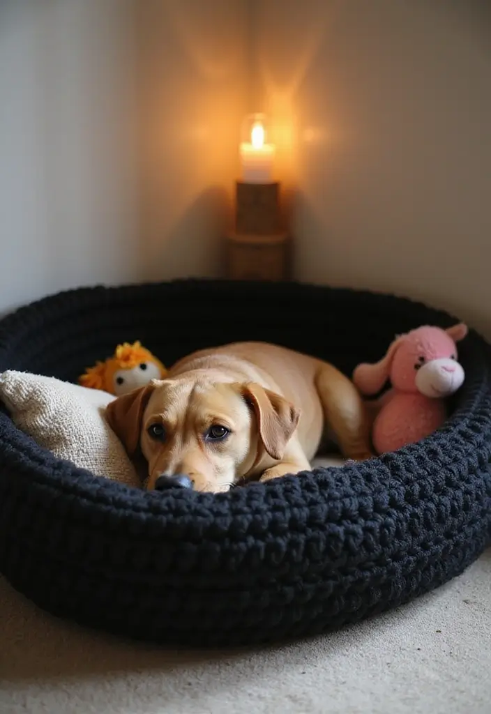 29 Handmade Black Crochet Decor Projects For Home Styling 38 29 Handmade Black Crochet Decor Projects For Home Styling - 18. Crochet Pet Bed