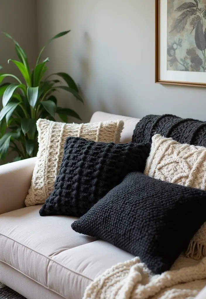29 Handmade Black Crochet Decor Projects For Home Styling 3 29 Handmade Black Crochet Decor Projects For Home Styling - 3. Black Crochet Throw Pillows