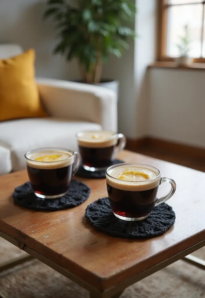 29 Handmade Black Crochet Decor Projects For Home Styling 15 29 Handmade Black Crochet Decor Projects For Home Styling - 7. Crochet Coasters