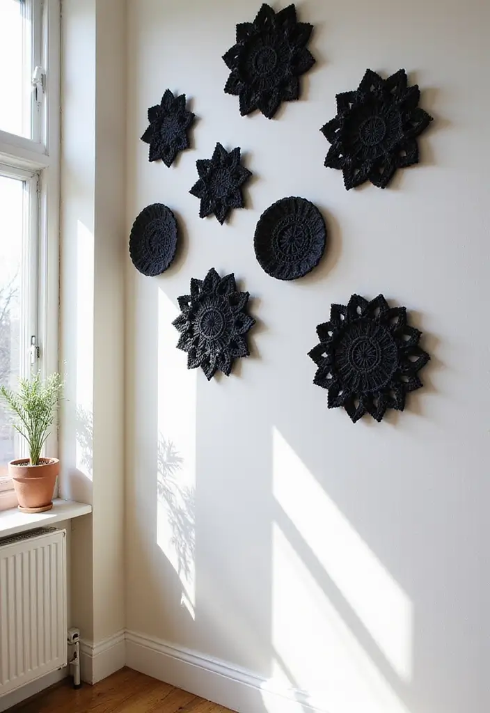 29 Handmade Black Crochet Decor Projects For Home Styling 17 29 Handmade Black Crochet Decor Projects For Home Styling - 9. Crochet Wall Art
