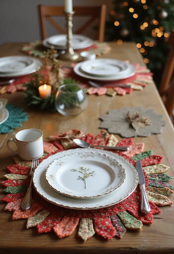 29 Handmade Fabric Holiday Decor Ideas You Can Craft 32 29 Handmade Fabric Holiday Decor Ideas You Can Craft - 12. Fabric Table Mats