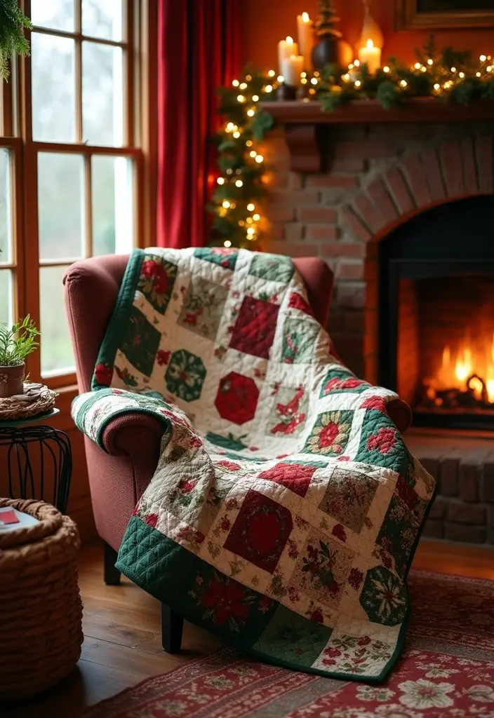 29 Handmade Fabric Holiday Decor Ideas You Can Craft 44 29 Handmade Fabric Holiday Decor Ideas You Can Craft - 16. Holiday Quilt