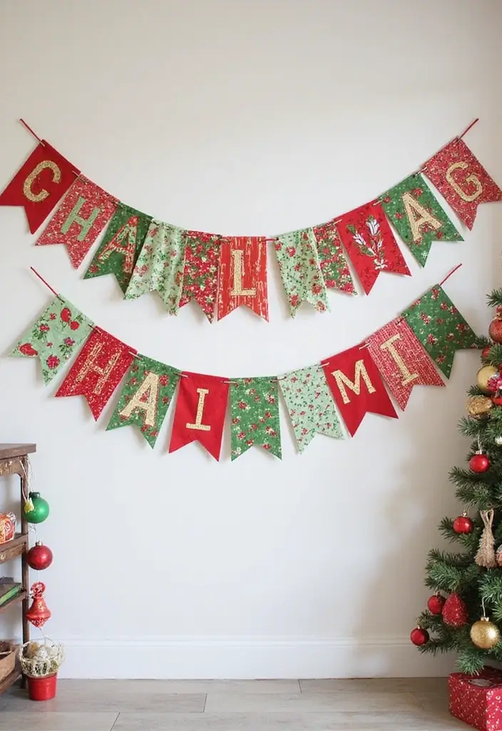 29 Handmade Fabric Holiday Decor Ideas You Can Craft 23 29 Handmade Fabric Holiday Decor Ideas You Can Craft - 9. DIY Fabric Banners