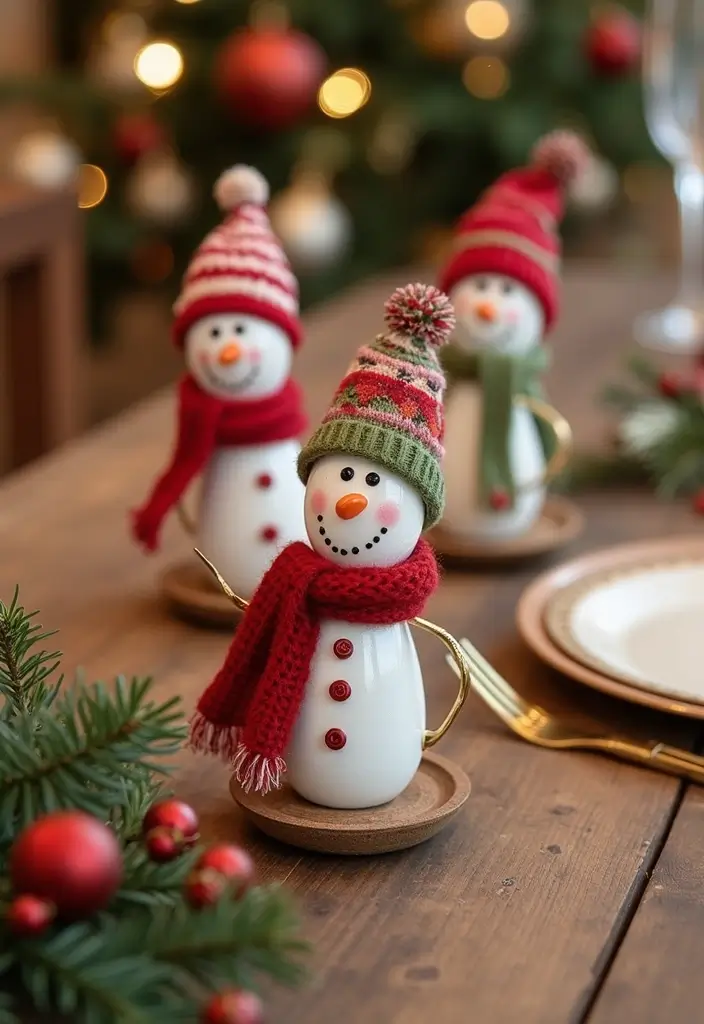 29 Handmade Holiday Spoon Decor Ideas To Try This Year 29 29 Handmade Holiday Spoon Decor Ideas To Try This Year - 5. Spoon Snowman Centerpieces